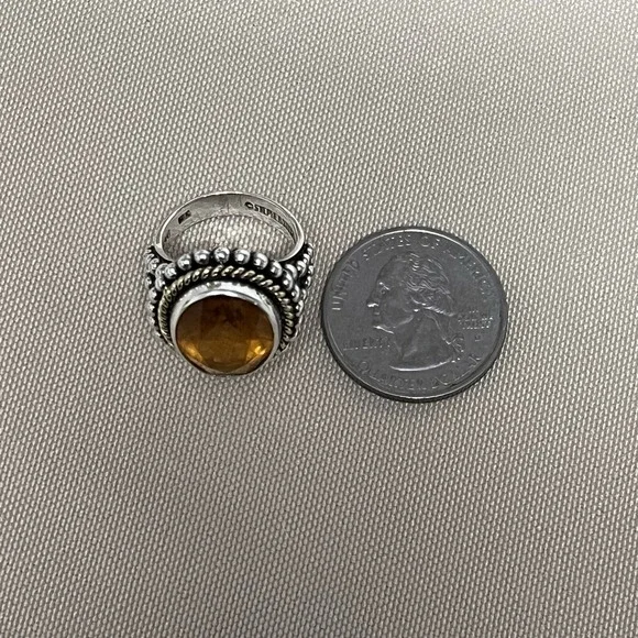 Stephen Dweck Sterling Silver 925 & 18K Gold Oval Citrine Cocktail Ring Size 6.5 - Picture 10 of 16